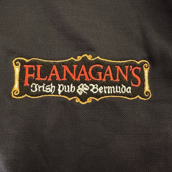 Zorrel Performance Polo L Men's Black FLANAGAN'S Irish Pub Bermuda Syntrel Soft - Picture 1 of 6